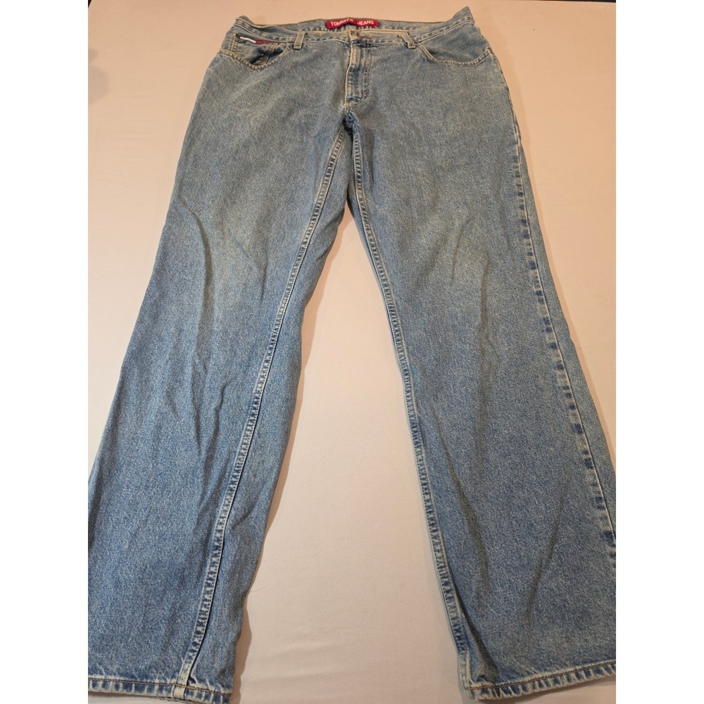Tommy Jeans Tommy Hilfiger Mens 36x32 Light Wash Vintage Straight Leg Denim